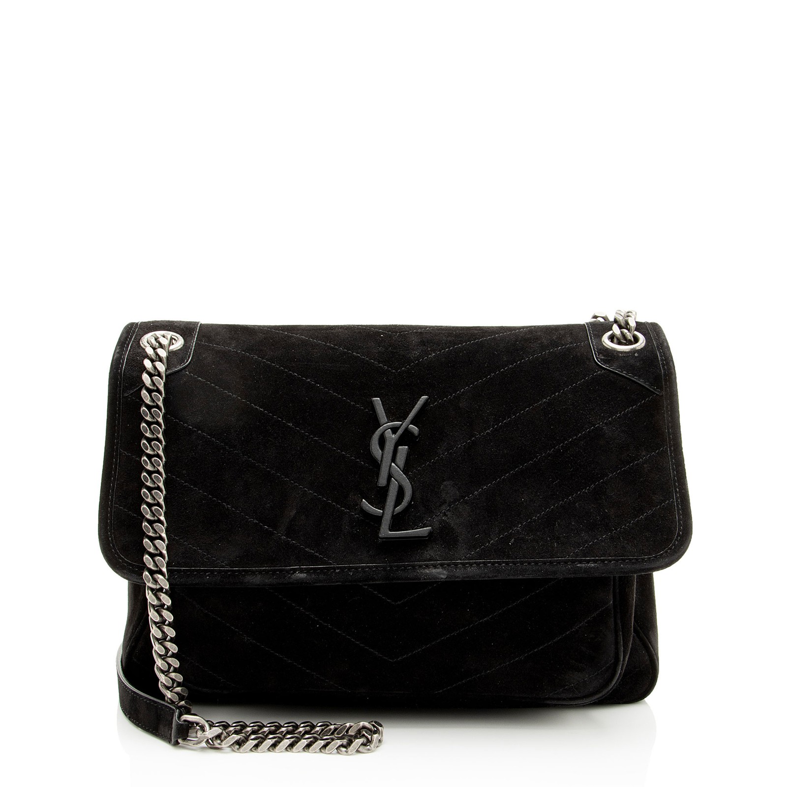 Saint Laurent Suede Monogram Niki Medium Shoulder Bag