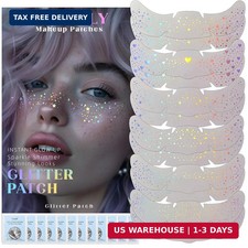 HOSAILY 12pcs Holographic Glitter Freckles Face Tattoo for Rave Accessories  Pr