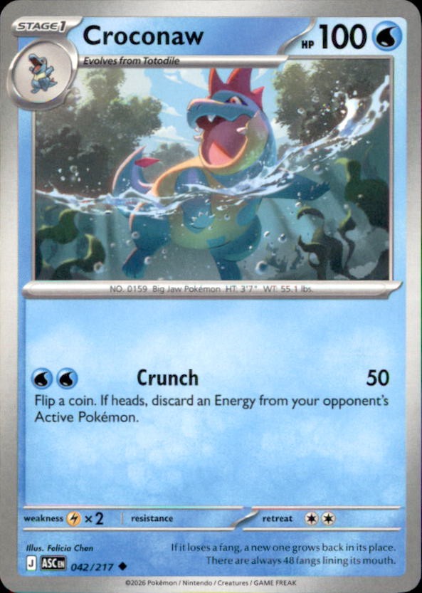 Pokemon Croconaw 42/217 Ascended Heroes Non-Holo 3 Card Lot