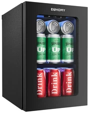 18L Beverage Refrigerator Cooler, 24 Cans Mini Fridge with Quiet Compressor, ...