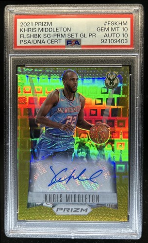 2021-22 Panini Prizm Khris Middleton Premium Gold Pandora PSA 10 Auto 10