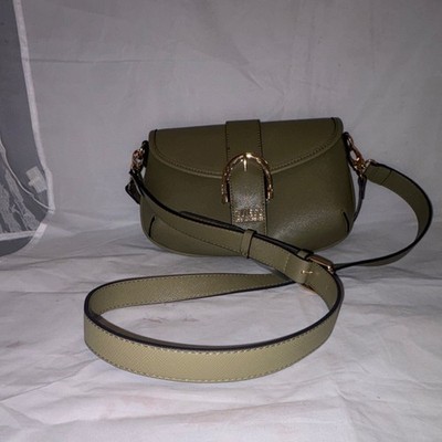 GUESS Olive Green Small Shoulder Bag Buckle Accent Women's Casual Designer