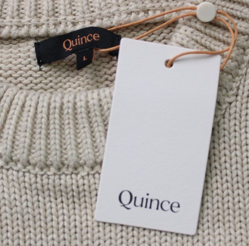 Maglione girocollo donna Quince cotone biologico a righe AR8 maculato beige/avorio grande - Foto 3 di 4