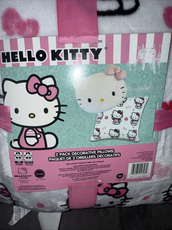 CONJUNTO DE TRAVESSEIROS HELLO KITTY - Pacote com 2 laços decorativos de pelúcia rosa Hello Kitty 1novo com etiquetas - Imagem 2 de 4