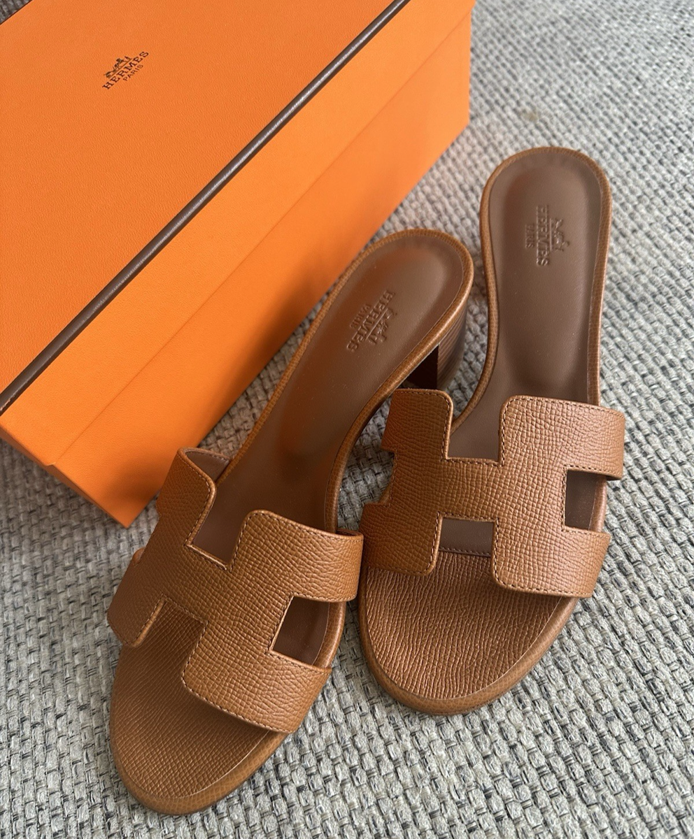 HERMES オアジス ゴールド 37/5 Size 37.5EU NEW in Box HERMÈS Gold Epsom Calfskin Oasis Sandals | eBay