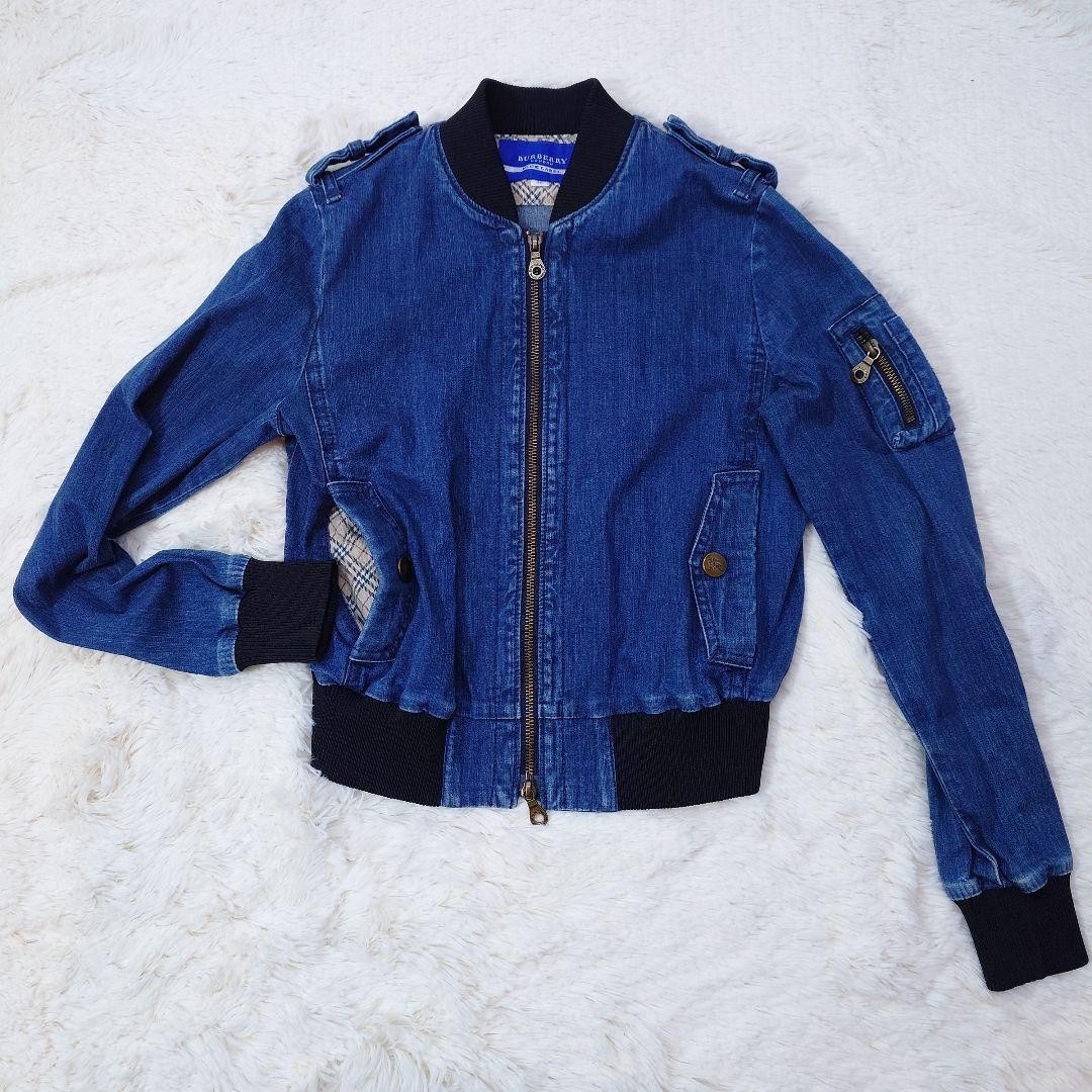 Burberry Blue Label MA1 Denim Jacket with Nova Check Size 38  