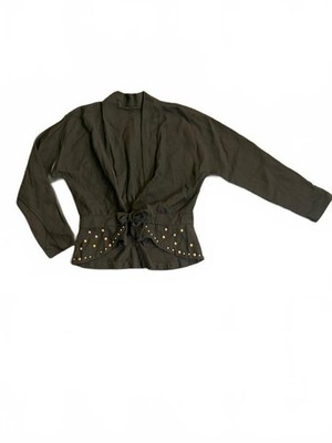 Vintage Black Studded Tie Waist Blazer Jacket S/M