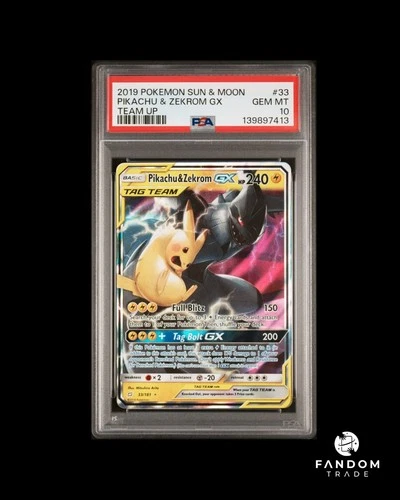 PSA 10 GEM MT Pikachu & Zekrom GX Tag Team 33/181 Pokemon Team Up