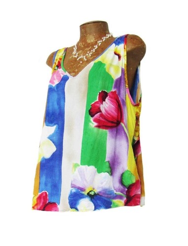 Camicetta canotta a righe colorate "BLOEMEN" by Jams World 2XL DIFETTOSA - Foto 3 di 11