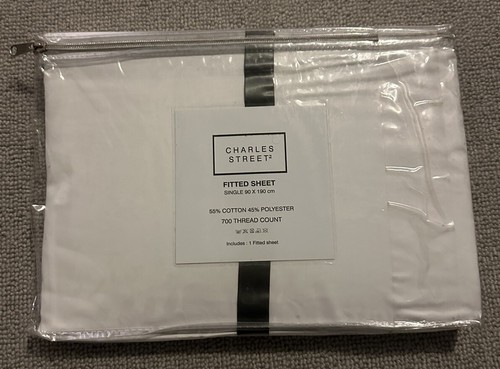 Charles Street White Fitted Cotton Blend 750 Tread Standard Single Fitted Sheet