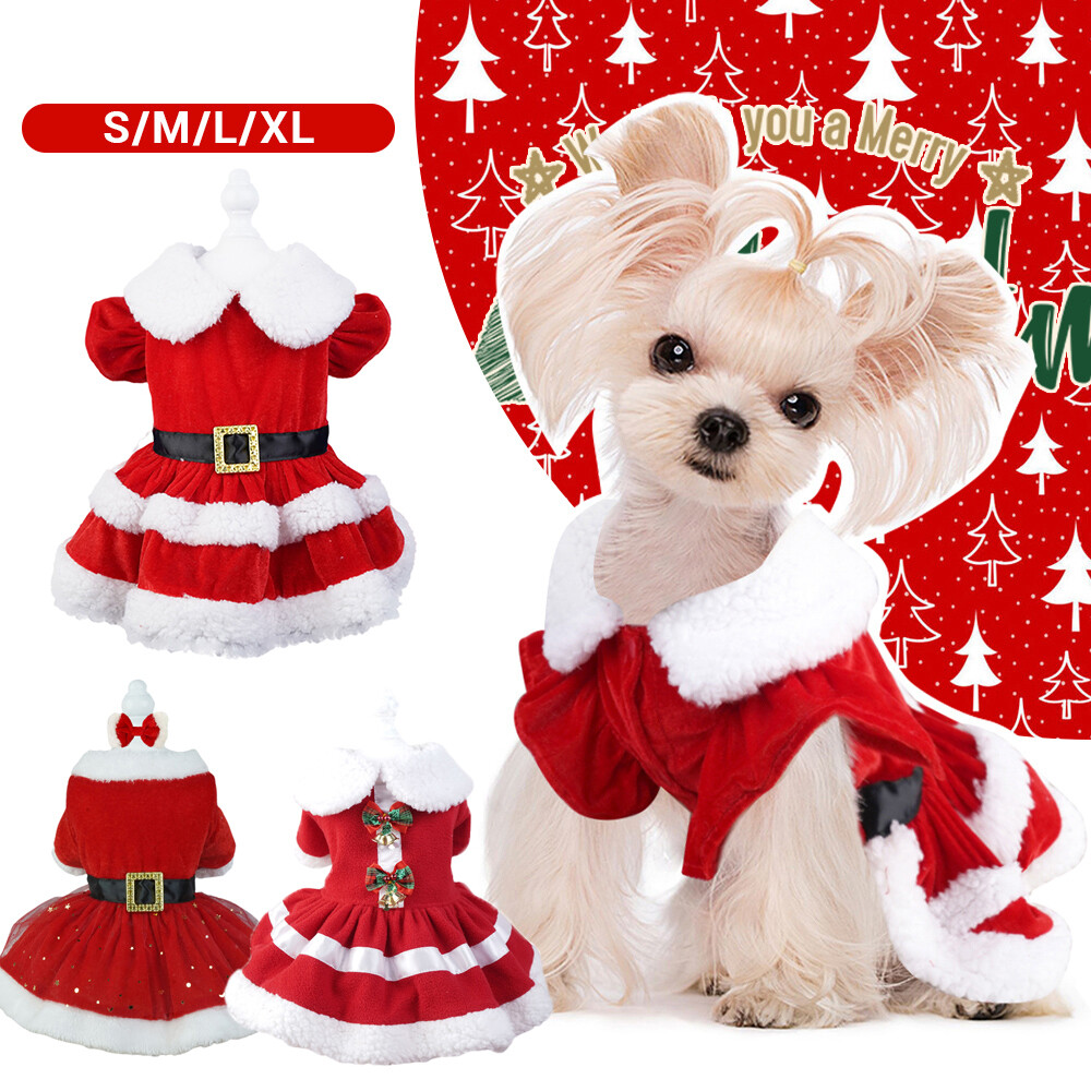 christmas dress for dogs Filhome Dog Tree Costume, Pet Cat Christmas Winter Fleece Coat Clothes Sweater Puppy Xmas Outfit Apparel : Pet Supplies this adorable costume will have your furry friend stealing the spotlight as the jolliest Santa in town Dog Christmas Costume Santa
