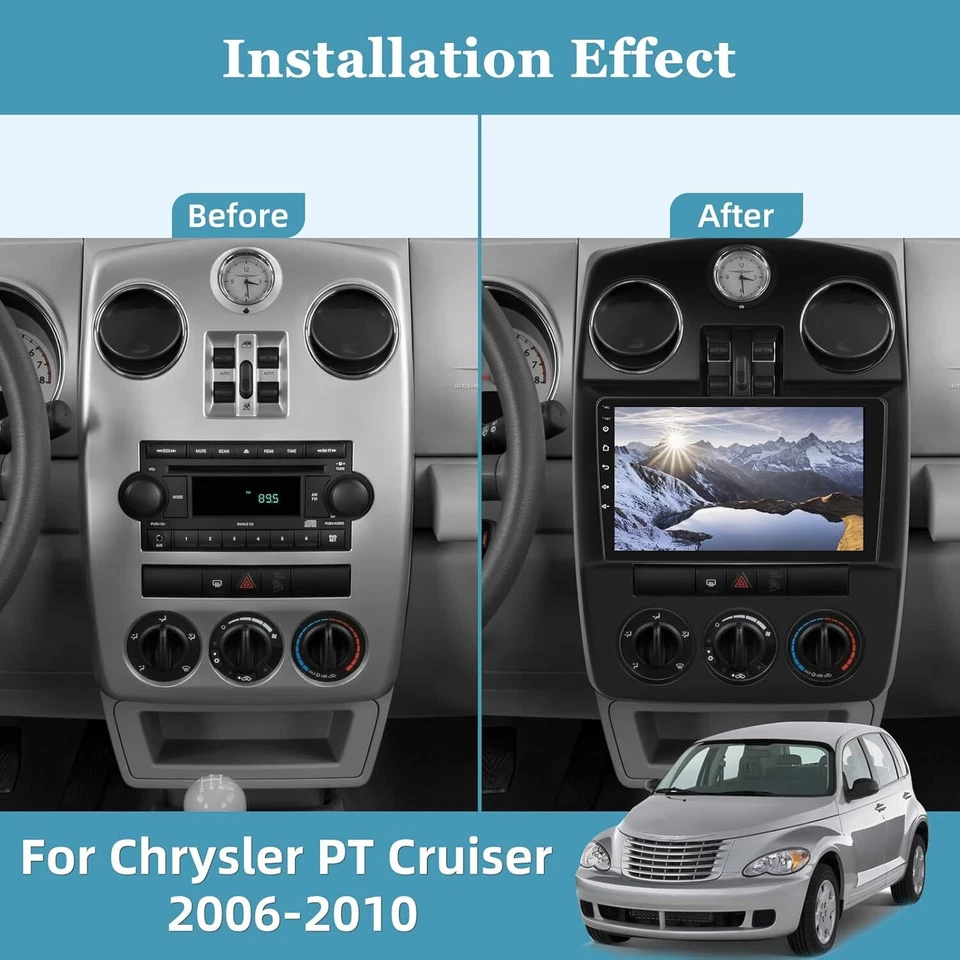 For Chrysler PT Cruiser 2006-2010 Carplay Android 13 Car Stereo Radio SWC WIFI - Изображение 3 из 4
