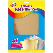 ARTBOX A4 Metallic Gold & Silver Card - 8 Sheets (4 Gold & 4 Silver Sheets)