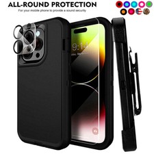 For iPhone 14 Pro Max 14 Plus Defender Shockproof Rugged Case With Clip  Screen