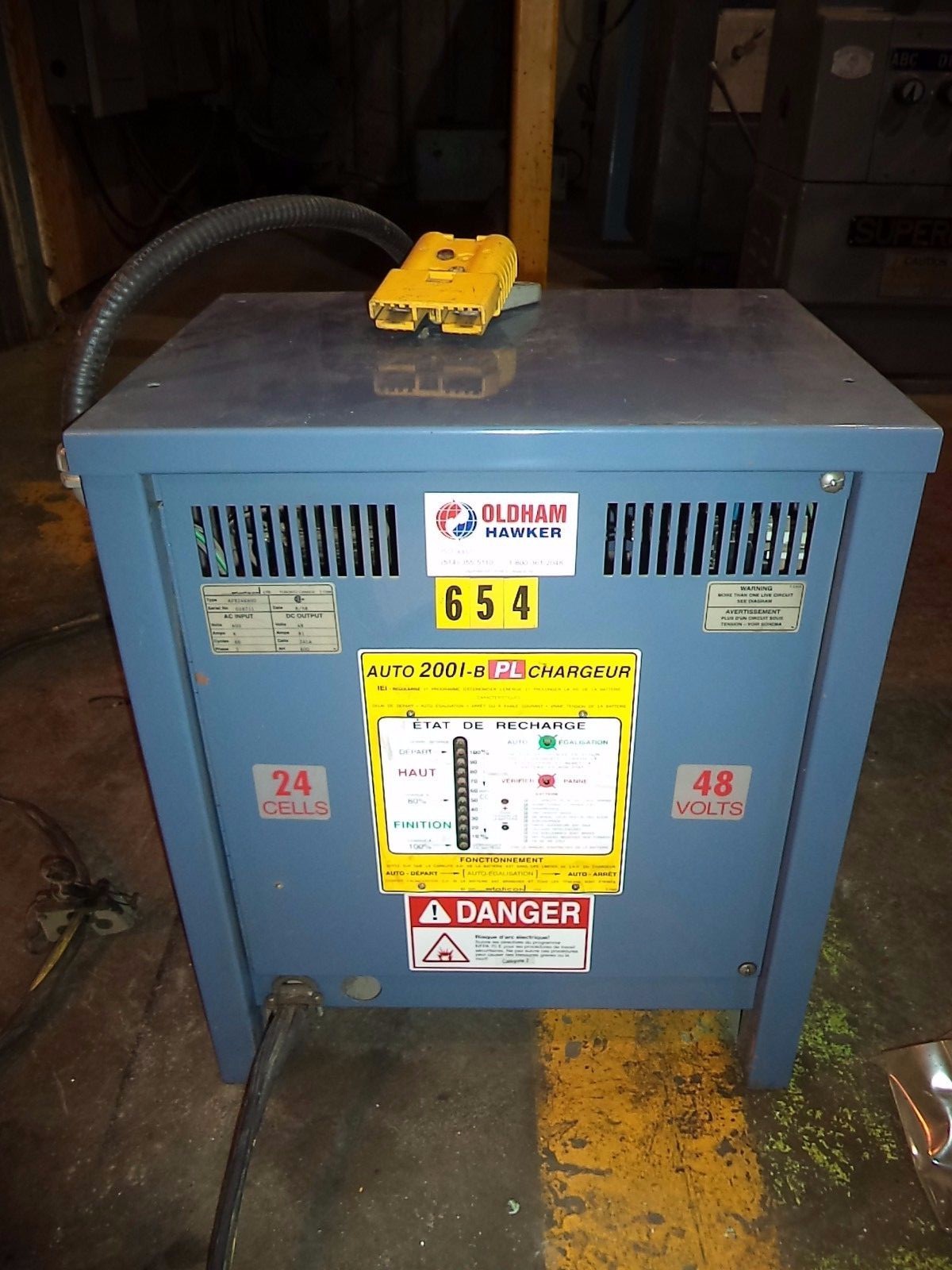 Hawker "Oldham Hawker" Auto 48VDC Battery Charger, 600V/3PH/50/60 CYC