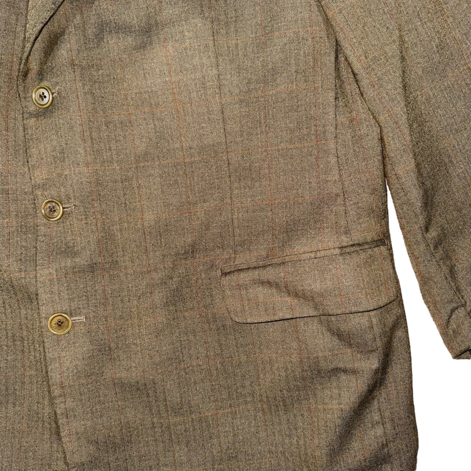 Chaqueta Blazer Lubiam Hombre Marrón Verde Lana a Cuadros - Talla 48R (Hecha en Italia) Foto 3 de 4