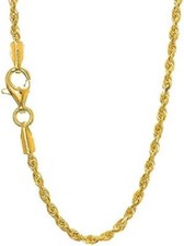 14k Yellow Or White Gold 1.8 mm Rope Chain Anklet Necklace Lobster Claw