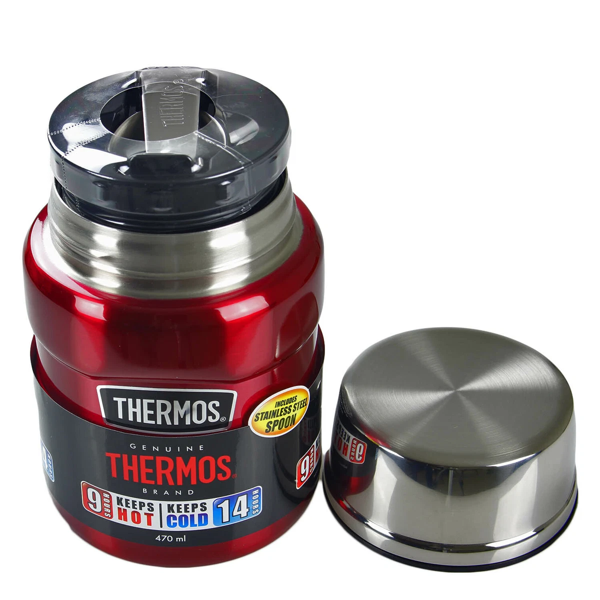 New THERMOS Stainless King S/Steel Vacuum Insulated Food Jar 470ml with  Spoon