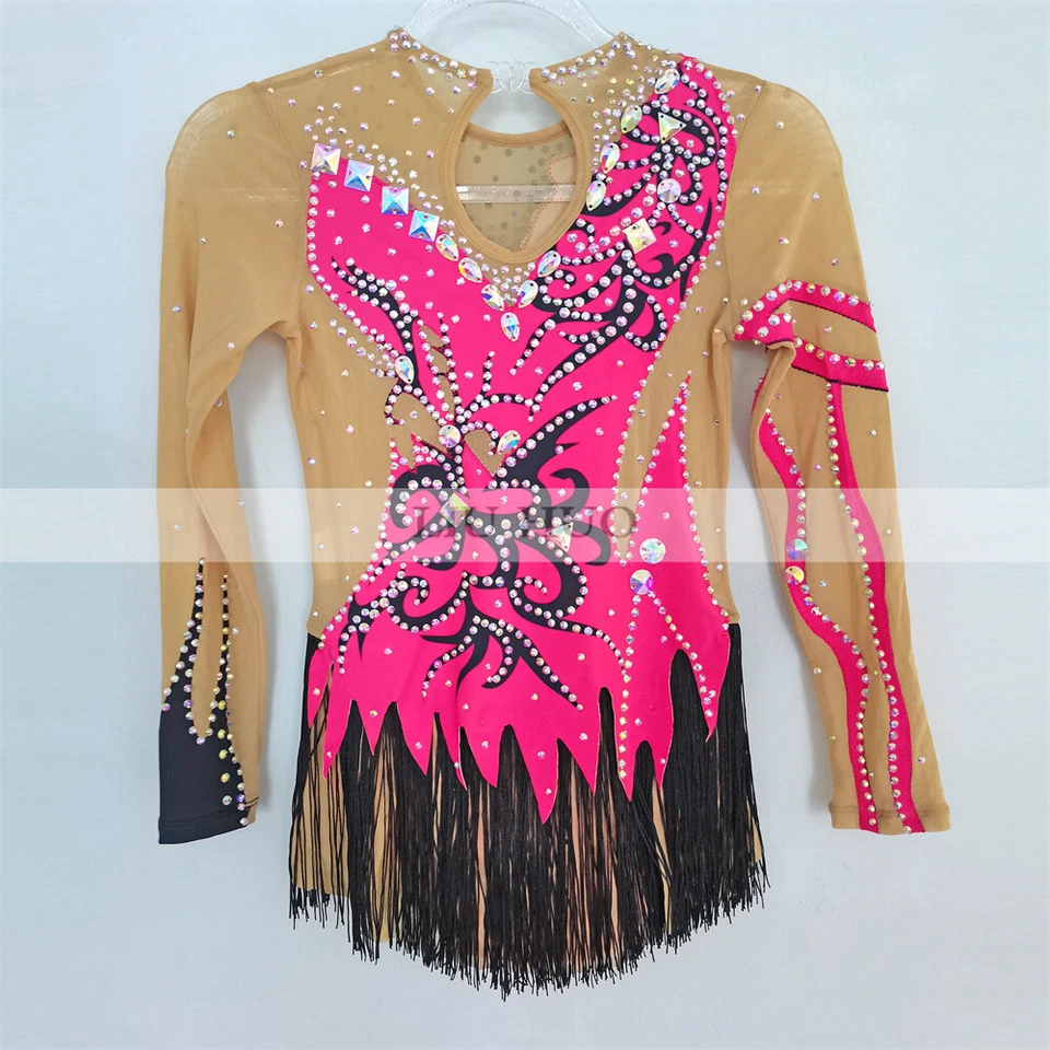 Women Girl Costume Rhythmic Gymnastics Leotard Teens Kids Competition Multicolor - Image 4 of 4