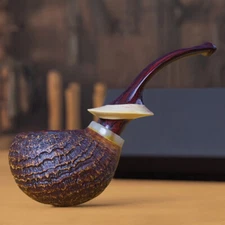 MUXIANG Sandblasted Briar Wooden Tobacco Pipe Handmade Egg Pipe Freehand Pipe
