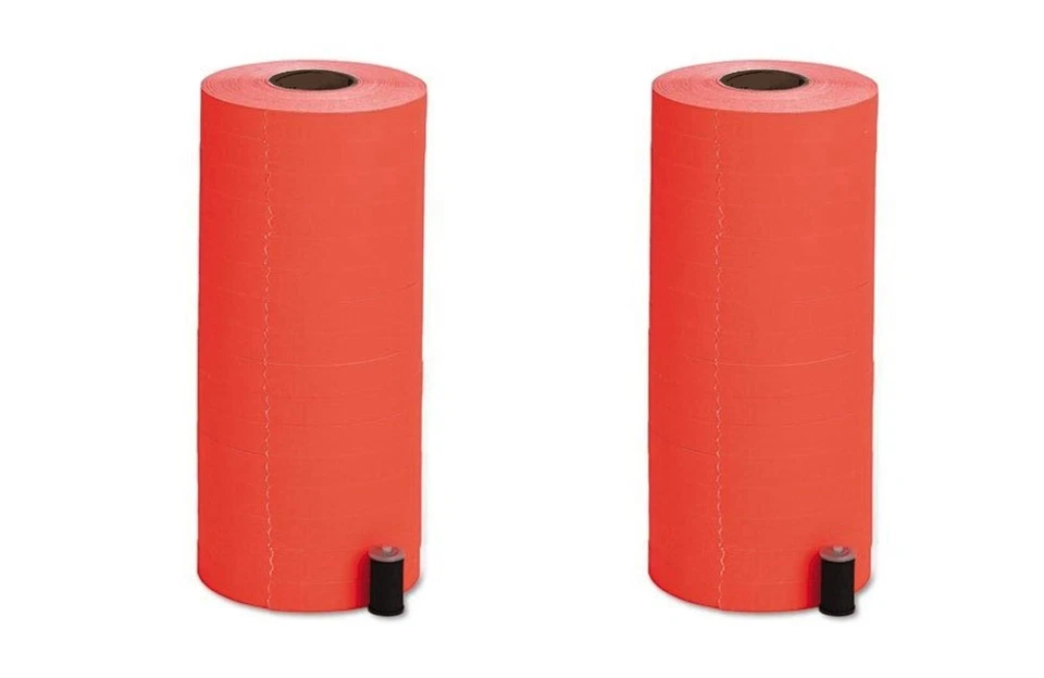GARVEY FLUORESCENT RED LABEL FOR MONARCH 1110 PRICING GUN 2 SLEEVES=32 ROLLS 2 ink roll