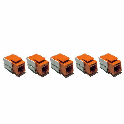 Lot of (5) CAT.5e Cat5e Orange Keystone Data Jack 568B / 568A Internet Ethernet