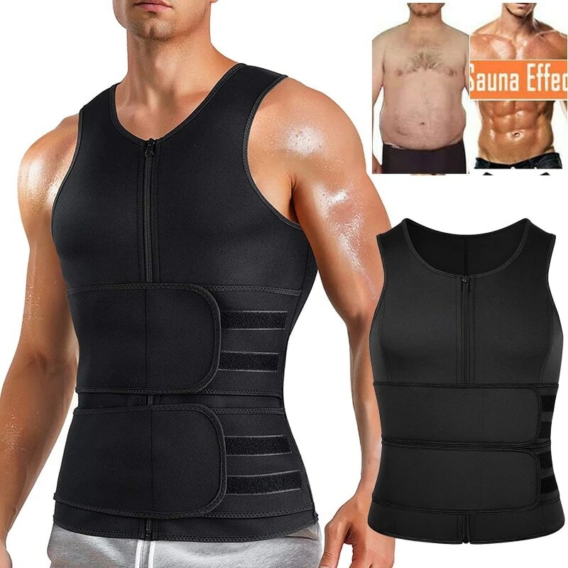 Men's Sweat Sauna Vest with Zipper – Weight Loss Waist Shaper Corset