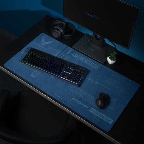 US Air Force C-130 Hercules Blueprint 36"x18" XL Gamer Mouse pad - Picture 7 of 9