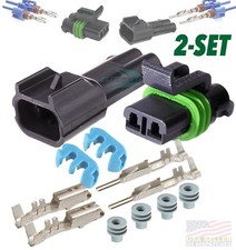 Delphi 2-PIN Metri-Pack 280 2-Conductor Connector w/12-14 AWG Sealed 2 SET 