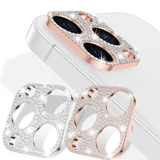  2 Pack For iPhone 16 15 Pro Max 14 13 Bling Diamond Metal Camera Lens Protector