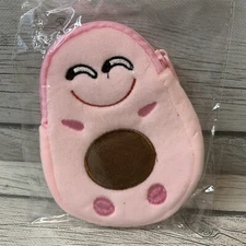 Soft Plush Avocado Cartoon Coin Purse Light Pink Mini Bag Emoji Zipper Wallet 🥑