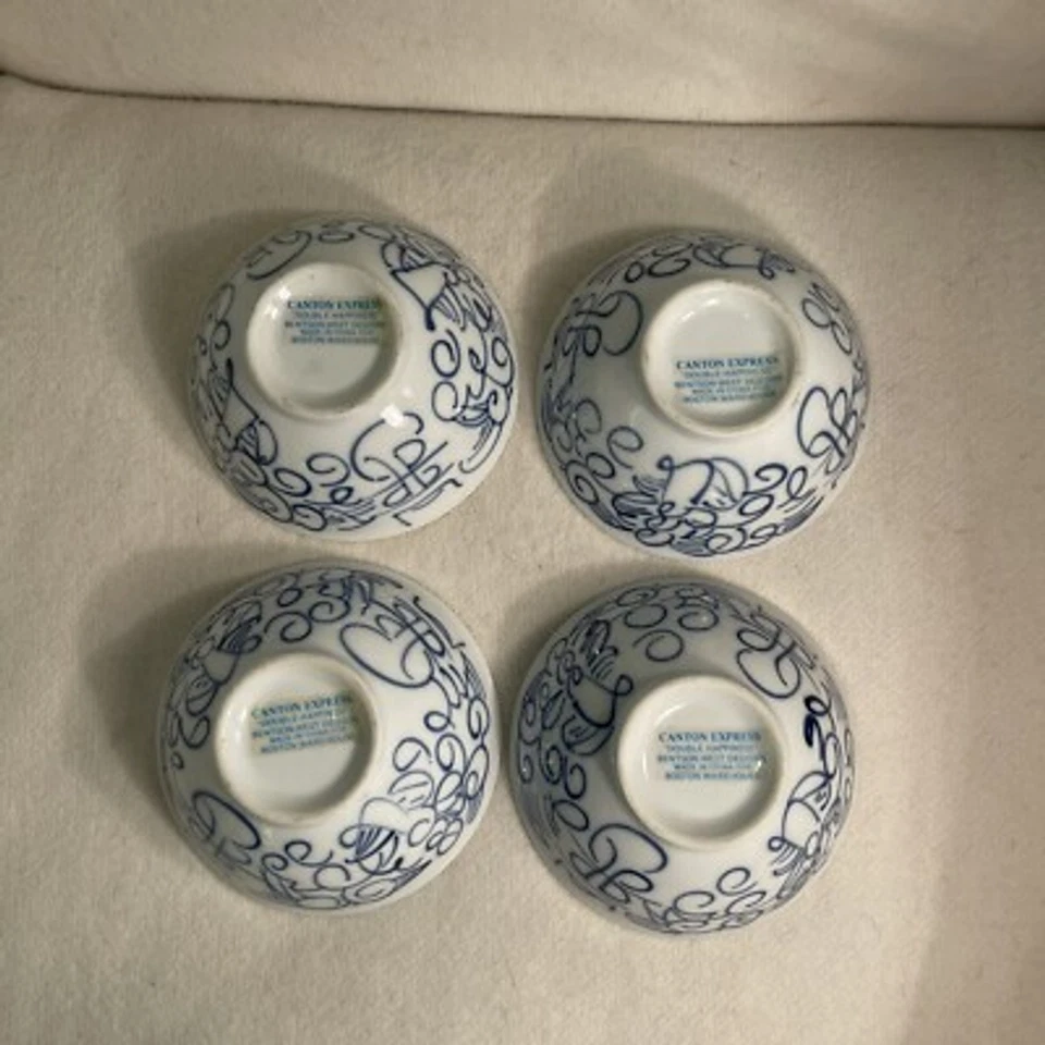 Boston Warehouse Canton Express Doble Felicidad Porcelana Arroz/Sopa Cuencos 4 Foto 4 de 4