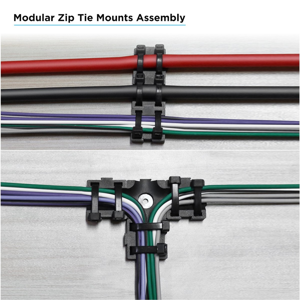 ZTM19-K100 100Pcs Modular Cable Zip Tie Mounts Dual Slots Size 3/4