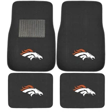 New 4pcs NFL Denver Broncos Car Truck Front Rear Carpet Floor Mats Set
