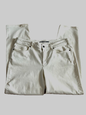 Lands End Women's  16W Jeans Denim  Straight Leg Mid Rise Off-White Academia
