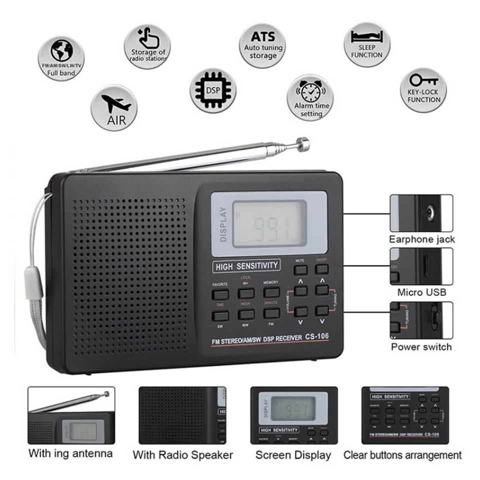 Full Band Radio AM/SW/LW//FM Radio Full Frequency Receiver Receiving