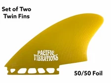 Pacific Vibrations Surfboard Fins Twin Cutaway Keel 50/50 Foil fits Futures Base