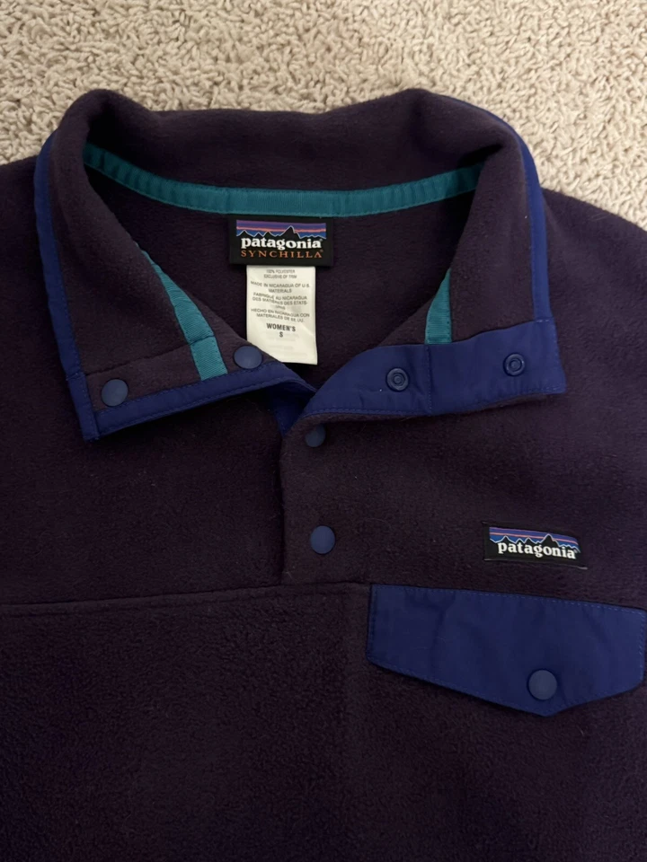 Pulôver feminino de lã Patagonia roxo e azul tamanho pequeno - Imagem 2 de 4