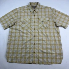 Duluth Trading Co. Mens XL Yellow Plaid Polyester Nylon Spandex Blend Shirt