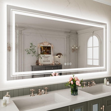 60x36 LED Bathroom Mirror Front Backlit Vanity Mirror Anti Fog Dimmable