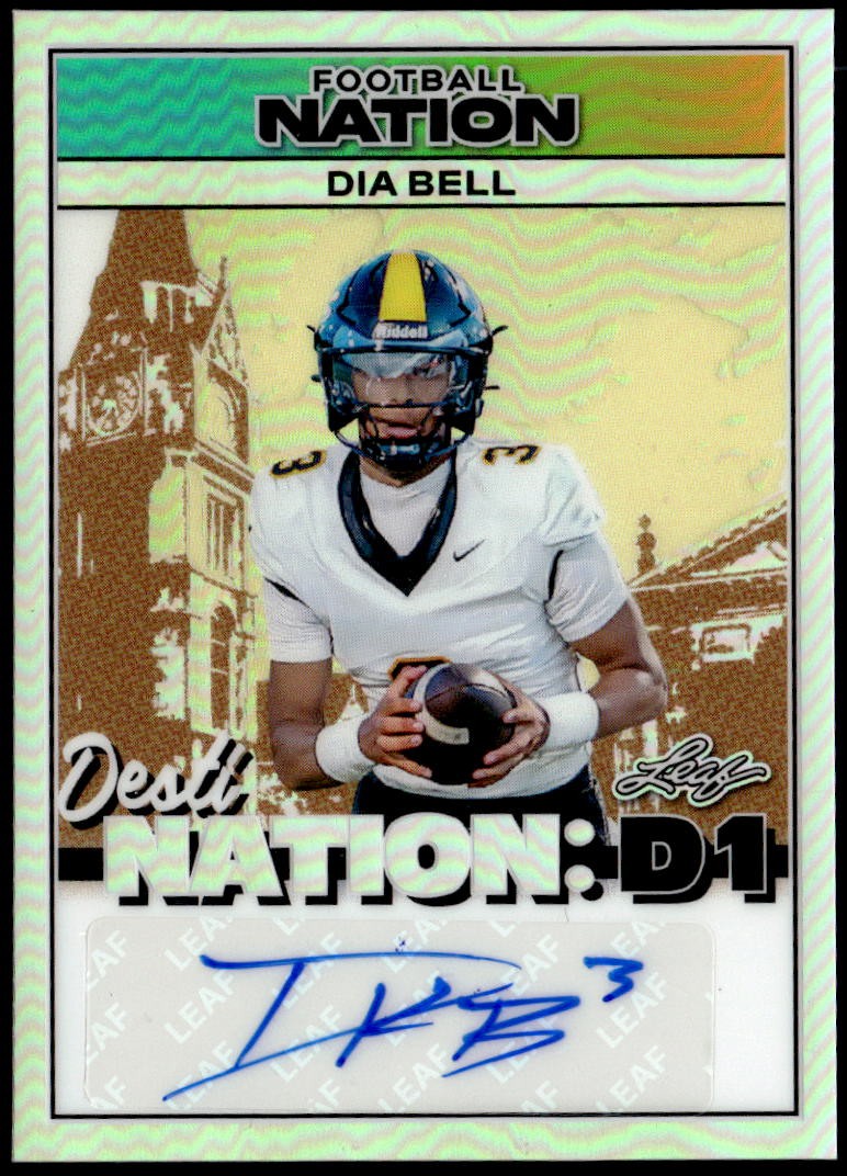 2025 Leaf Football Nation D1 Auto Prismatic Silver #D1A-DB1 Dia Bell #/15