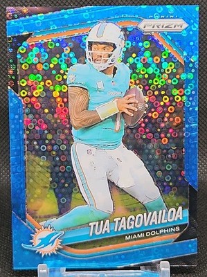 2025 Panini Prizm Football Tua Tagovailoa No Huddle Blue Prizm 109/125 Card #58