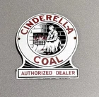 VINTAGE CINDERELLA COAL DEALER PORCELAIN SIGN CAR GAS TRUCK OIL MOTORCYCLE