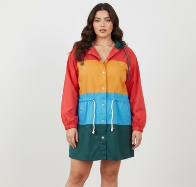 Wear It Now Hooded Colorblock Jacket One Size 100% Cotton Pockets