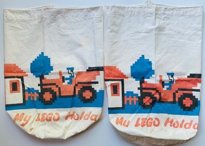 2 x Vintage seltene Legosteine Reisetaschen - Kordelzug Beutel. 60er Jahre?