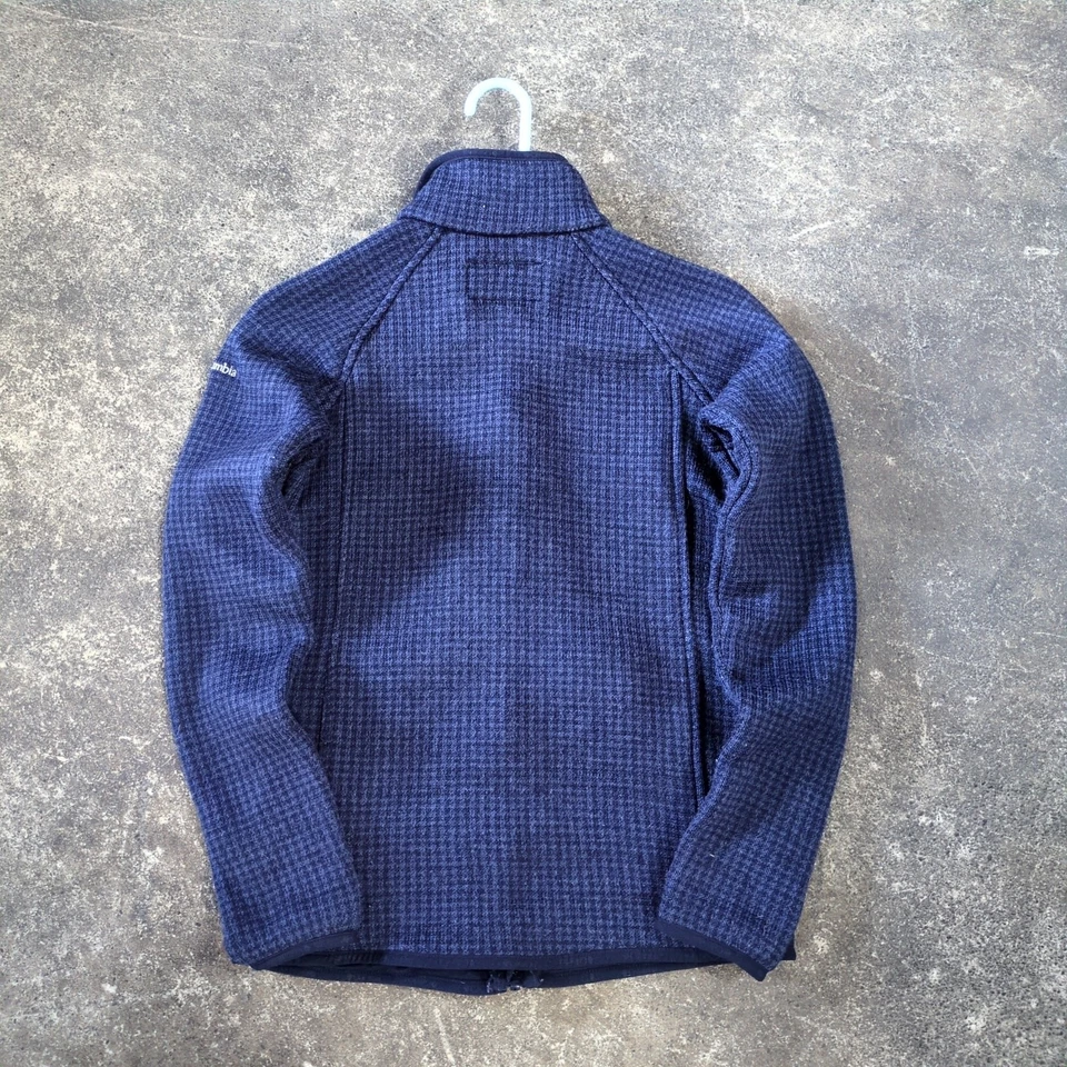 Chaqueta Columbia Mujer S Pequeña Azul Cuadros Cremallera Completa Simulado Cuello Bolsillos Exterior Foto 3 de 4