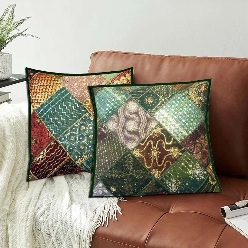 30" SET OF 2 Pc Beaded Cushion Covers Boho Throw Ethnic Pillow Case Home Décor