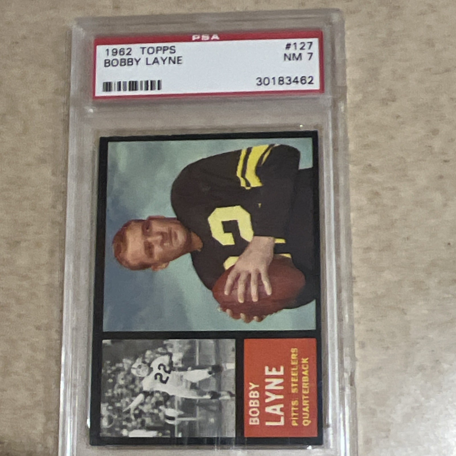 1962 Topps Set Break Bobby Layne #127 PSA 7 Pittsburgh Steelers Football NFL