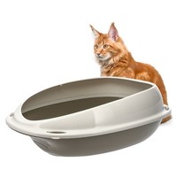 Garpet Katzenklo Ohne Deckel Katzentoilette Mit Rand Katzen Wc 57X40X19 Cm Grau