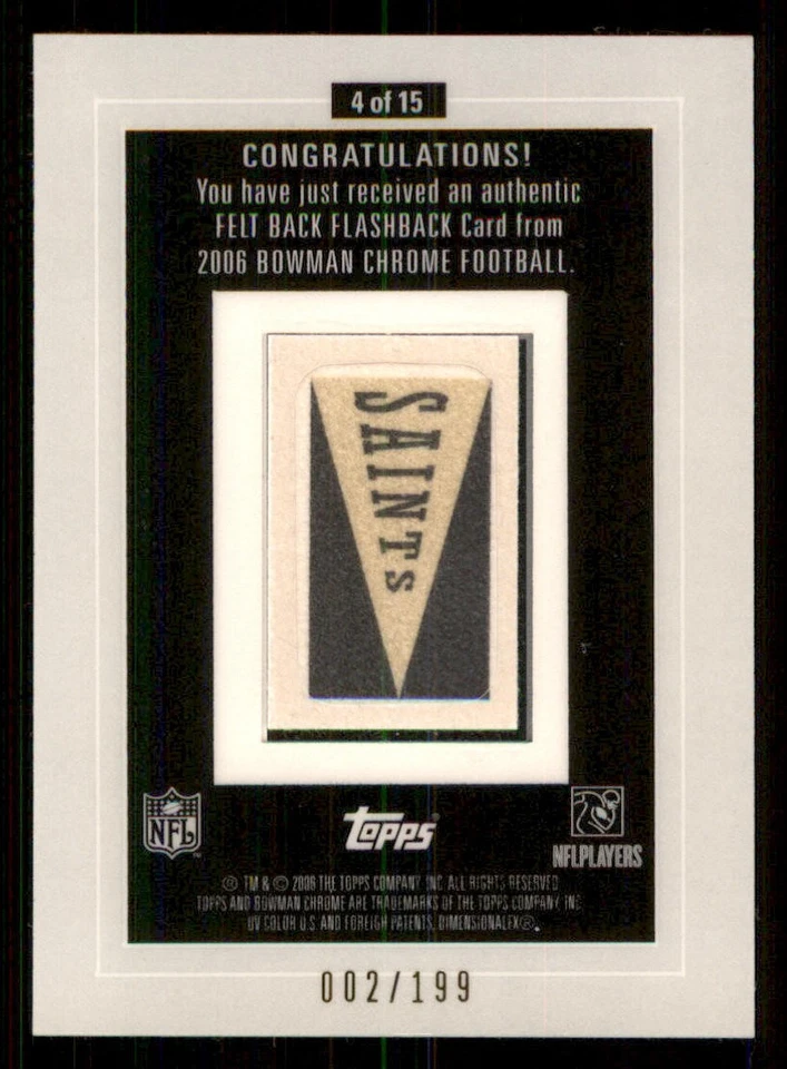 2006 Bowman Chrome Felt Back Flashback #4 Reggie Bush /199 - Image 2 of 2